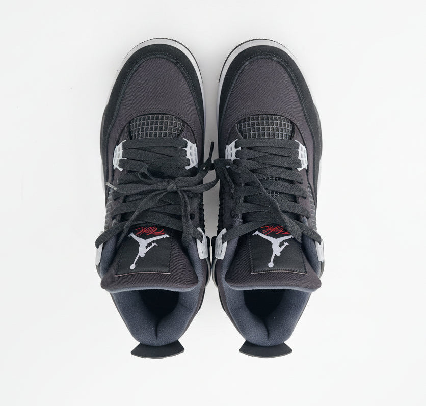 AIR JORDAN 4 RETRO SE" BLACK CANVAS FEATURES A BLACK CANVAS UPPER....