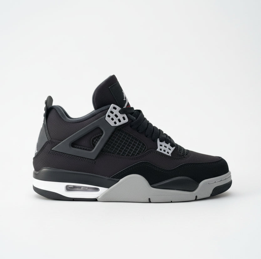 AIR JORDAN 4 RETRO SE" BLACK CANVAS FEATURES A BLACK CANVAS UPPER....