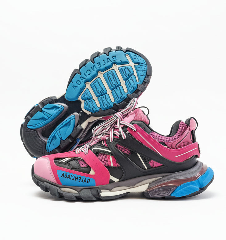 THE TRACK SNEAKERS IN PINK AND BLUE, SNEAKERS